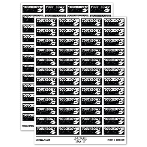 Touchdown Football Teacher Student School Sticker Set - Black - Gloss Finish - 1.25" Mini