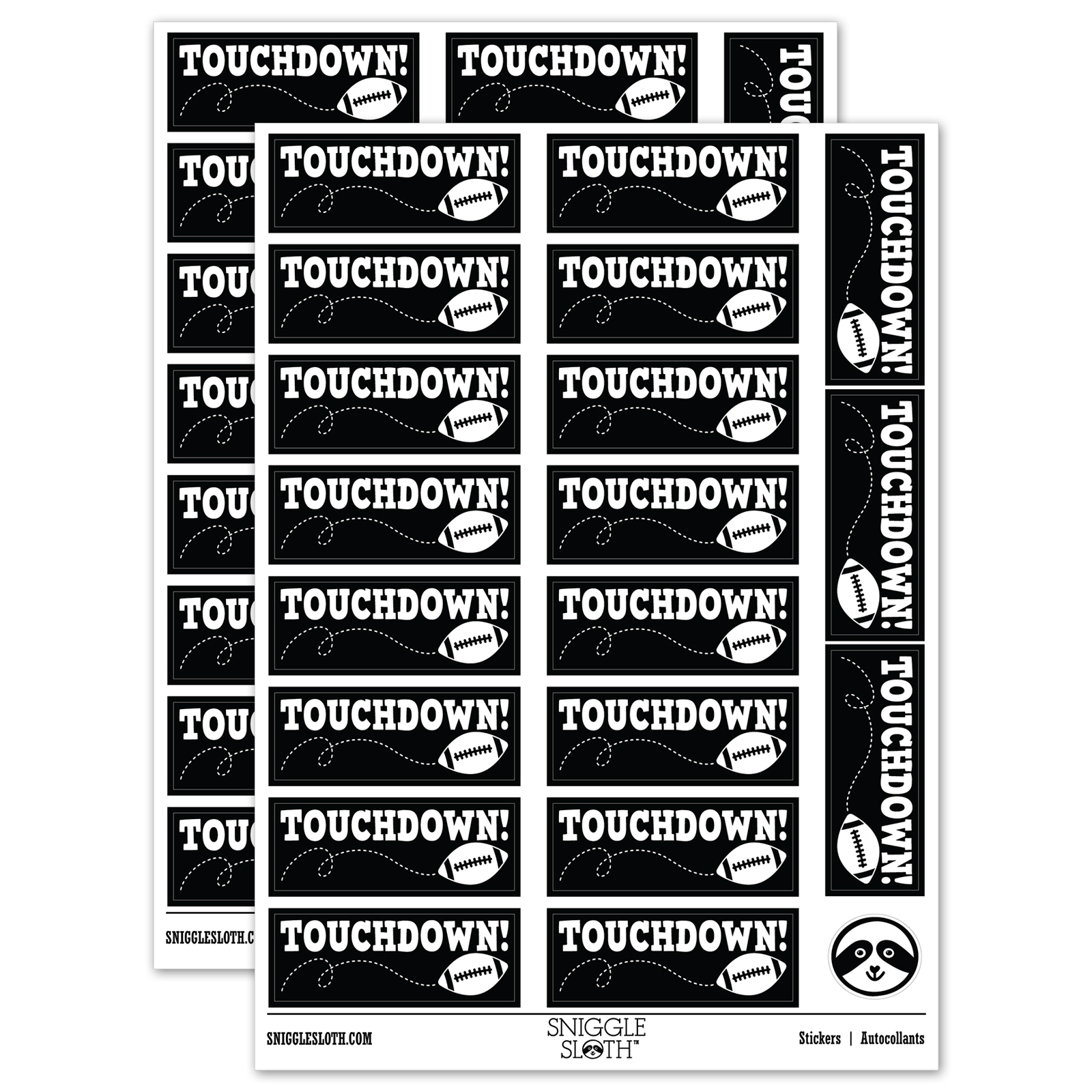 Touchdown Football Teacher Student School Sticker Set - Black - Gloss ...