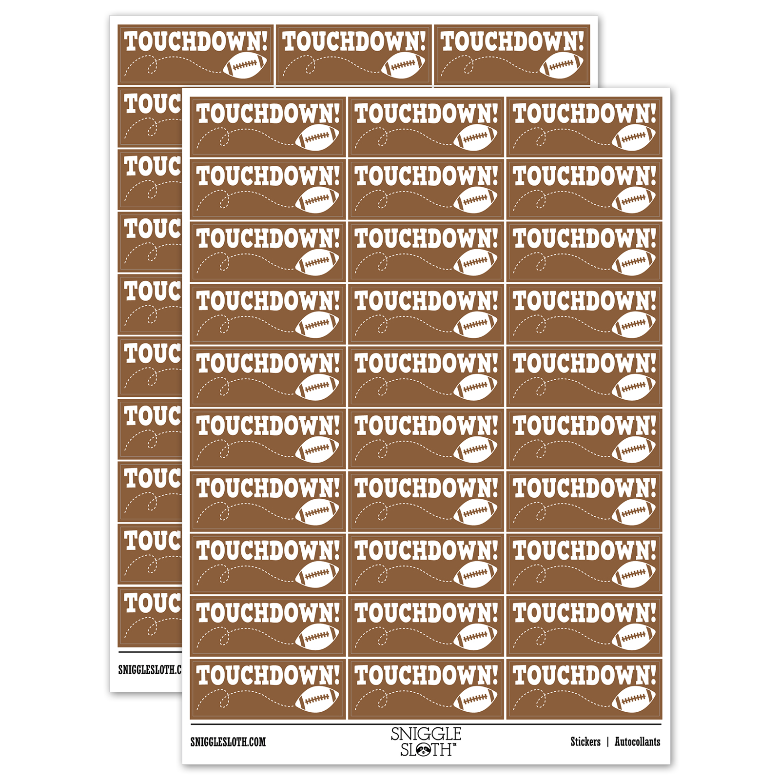 Touchdown Football Teacher Student School Sticker Set - Brown - Matte ...