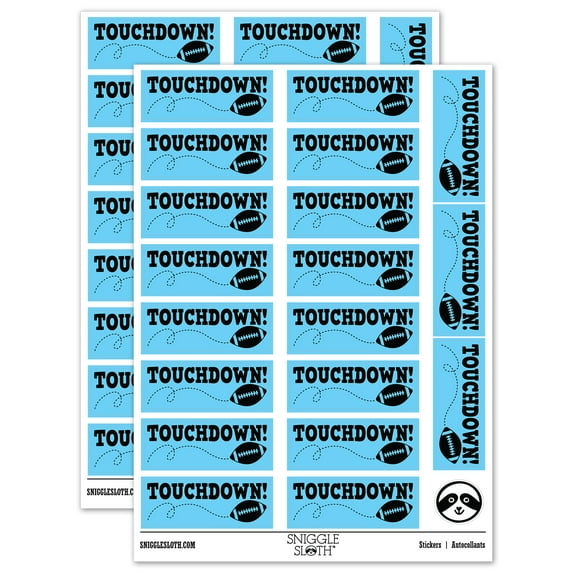 Touchdown Football Teacher Student School Sticker Set - Light Blue - Gloss Finish - 2.00" Large