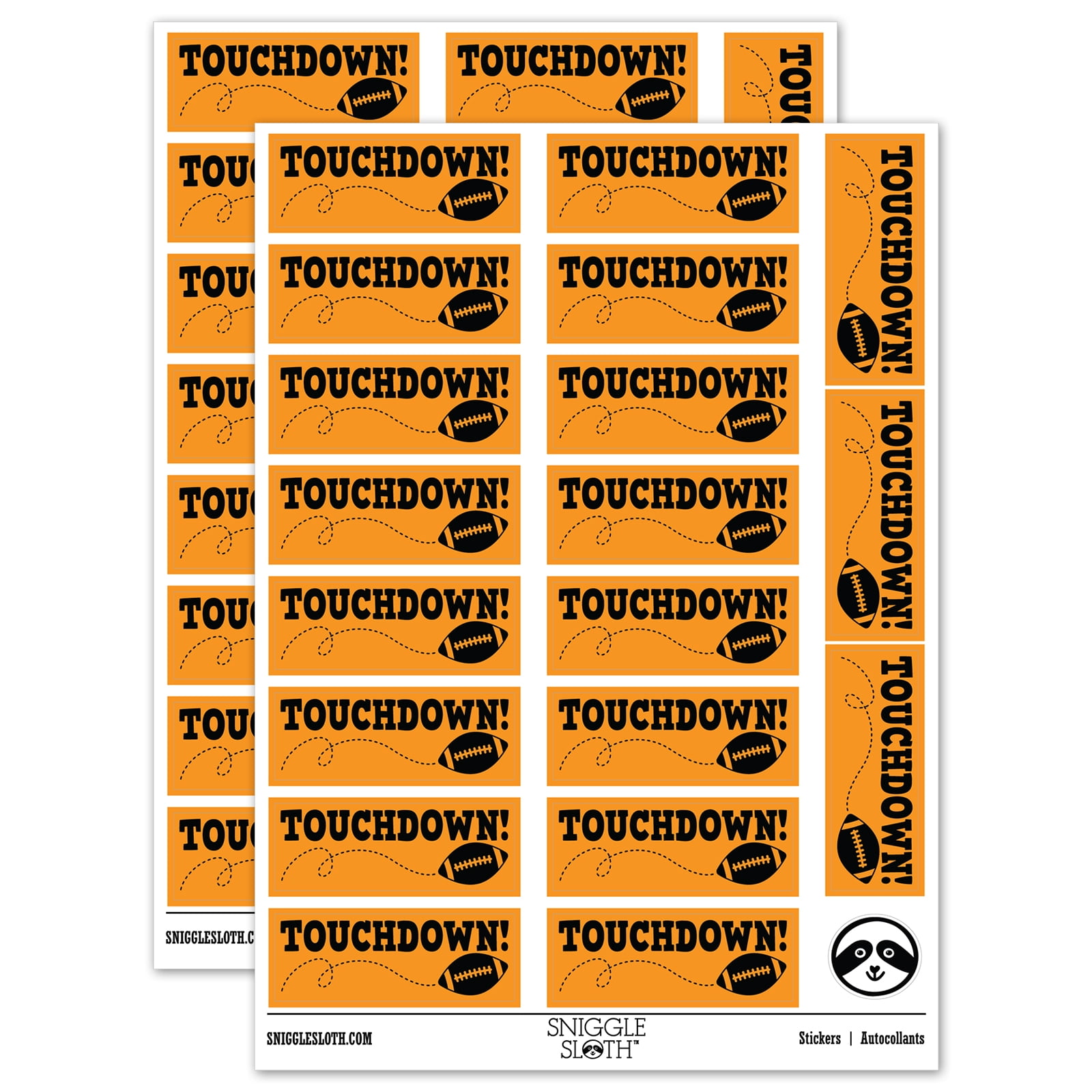 Touchdown Football Teacher Student School Sticker Set - Orange - Gloss ...