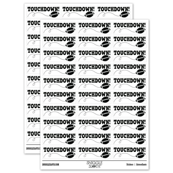 Touchdown Football Teacher Student School Sticker Set - White - Matte Finish - 1.75" Medium