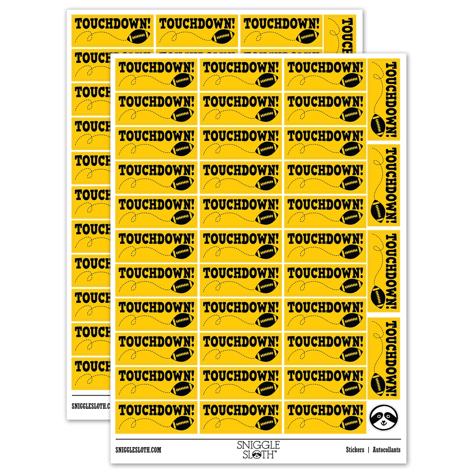 Touchdown Football Teacher Student School Sticker Set - Yellow - Matte ...