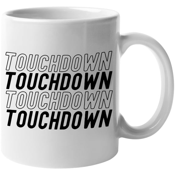 Touchdown, Football Themed Merch Gift, White 11oz Ceramic Mug
