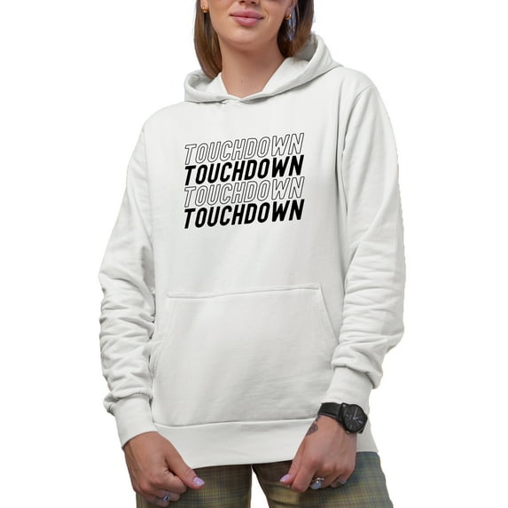 Touchdown, Football Themed Merch Gift, White Hooded Sweatshirt or Hoodie, Small
