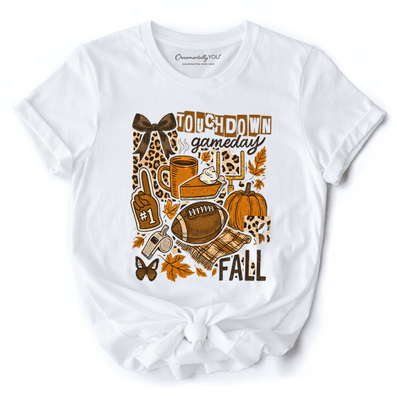Touchdown Game Day Fall Football T-Shirt, Retro Coquette Autumn Vibes Tee