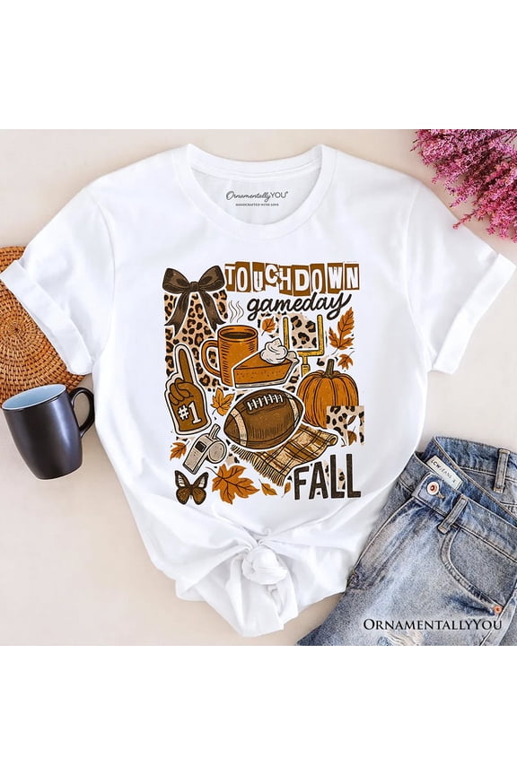 Touchdown Game Day Fall Football T-Shirt, Retro Coquette Autumn Vibes Tee
