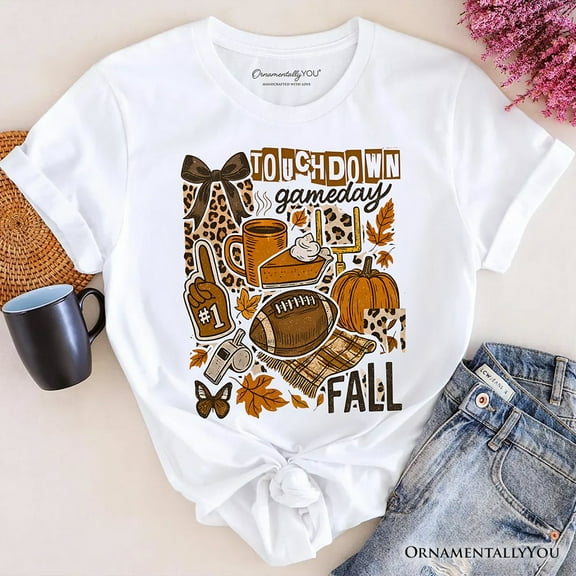 Touchdown Game Day Fall Football T-Shirt, Retro Coquette Autumn Vibes Tee