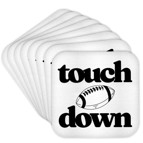 3drose, Touchdown Personalized American Football Gift for Players and Fans, Set of 8 Coasters - Soft
