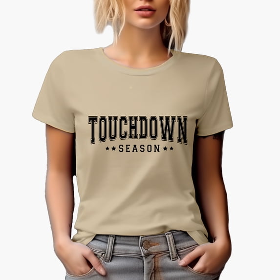 Touchdown Season, Football Merch Gift, Tan T-Shirt, Medium
