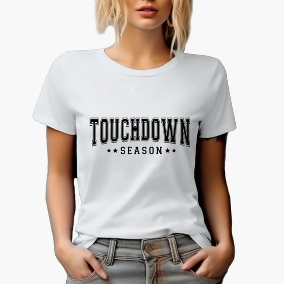 Touchdown Season, Football Merch Gift, White T-Shirt, Large