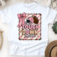 thumbnail image 1 of Touchdown Season Pink Football T-Shirt | Cute Girly Game Day Tee, White, Size S, 1 of 6