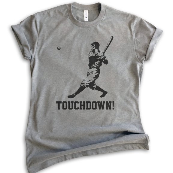Touchdown Shirt, Unisex Women's Men's Shirt, Funny Baseball T-shirt, Funny Football Shirt Ironic Sports Tee, Dark Heather Gray, 4X-Large