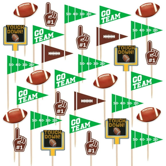 Touchdown Treat Toppers - Football Cupcake & Charcuterie Picks Set for Game Day & Tailgate Party Decorations. Perfect Football Party Favors!