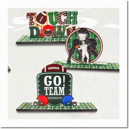 Touchdown Trio: Football Table Centerpiece - Score Big with this Wooden Sign Set! Perfect for Super Bowl Parties, Home Decor, and Classroom Fun.