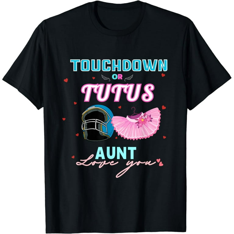 Touchdown or Tutus Aunt Auntie Loves You Baby Shower Party T-Shirt