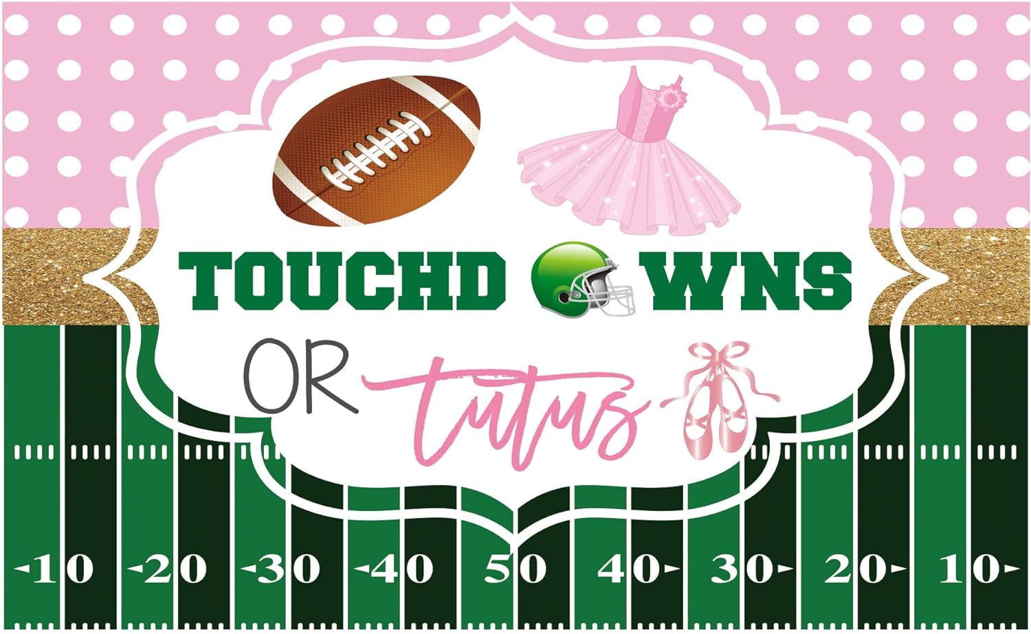 Touchdowns or Tutus Gender Reveal Backdrop Boy or Girl He or She Pink ...