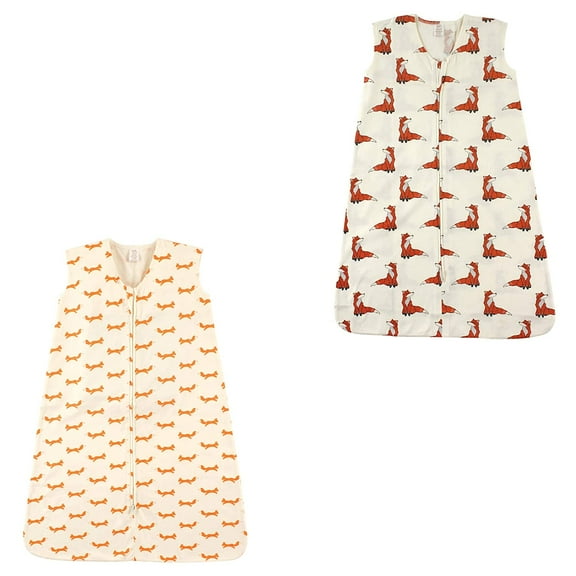 Touched by Nature Baby Organic Cotton Sleeveless Wearable Sleeping Bag, Sack, Blanket, Fox And Boho Fox 2-Pack, 12-18 Months Organic Cotton Sleeveless Wearable Sleeping Bag, Sack, Blanket Fox and Boho Fox 2-pack