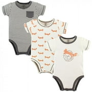 Touched by Nature Baby Boy Organic Cotton Bodysuits 3pk, Fox, 0-3 Months