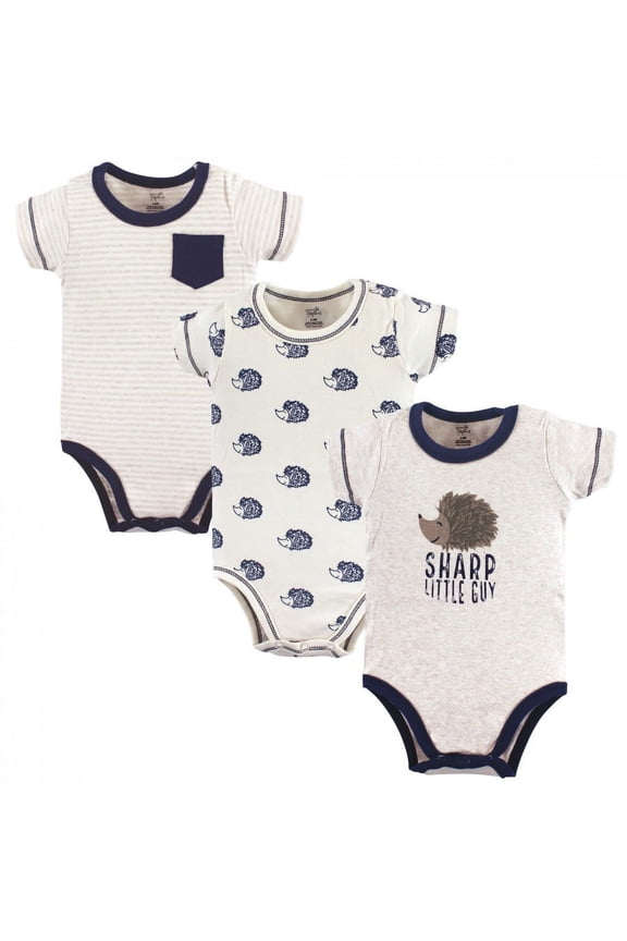 Baby Boy Organic Cotton Bodysuits 3pk, Hedgehog, 0-3 Months