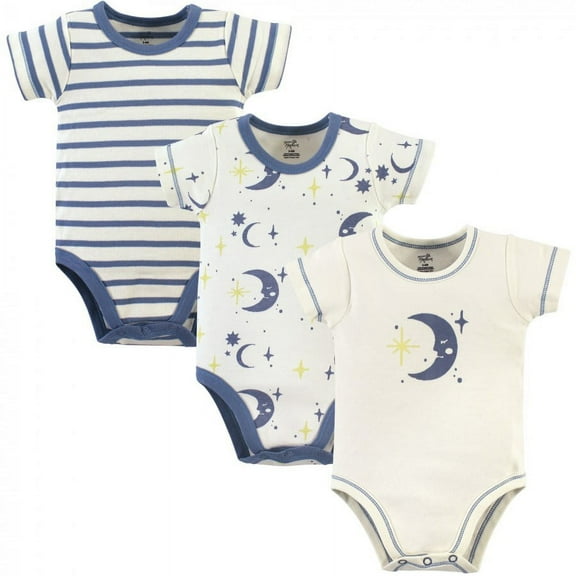 Touched by Nature Baby Boy Organic Cotton Bodysuits 3pk, Moon, 3-6 Months
