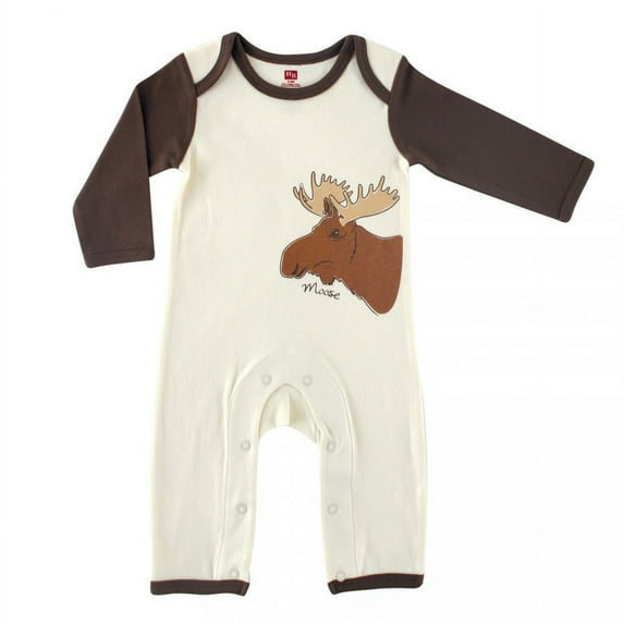 Touched by Nature Baby Boy Organic Cotton Coveralls 1pk, Moose, 6-9 Months