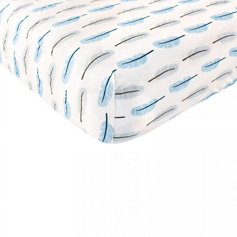 Touched by Nature Organic Cotton Fitted Crib Sheet Blue Feather