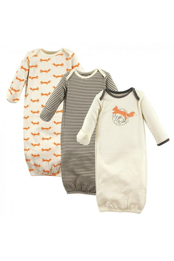 Baby Boy Organic Cotton Gowns, Fox, 0-6 Months