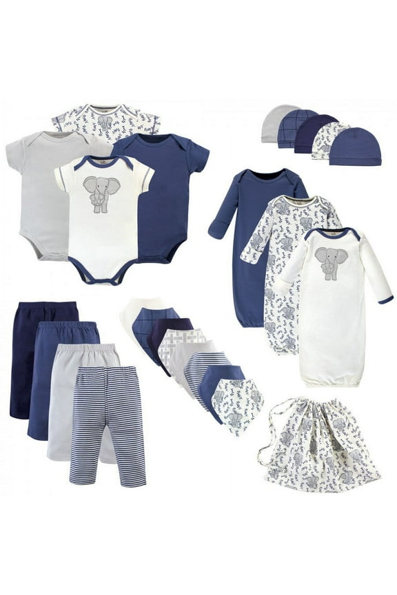 Baby Boy Organic Cotton Layette Set and Giftset, Elephant, 0-6 Months