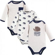 Touched by Nature Baby Boy Organic Cotton Long-Sleeve Bodysuits 3pk, Hedgehog, Preemie