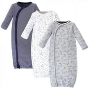Touched by Nature Baby Boy Organic Cotton Side-Closure Snap Long-Sleeve Gowns 3pk, Constellation, Preemie