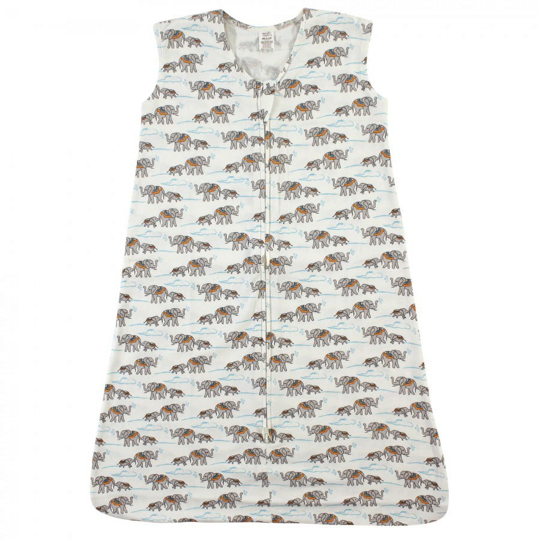 Touched by Nature Baby Boy Organic Cotton Sleeveless Wearable Sleeping Bag, Sack, Blanket, Elephants, 6-12 Months