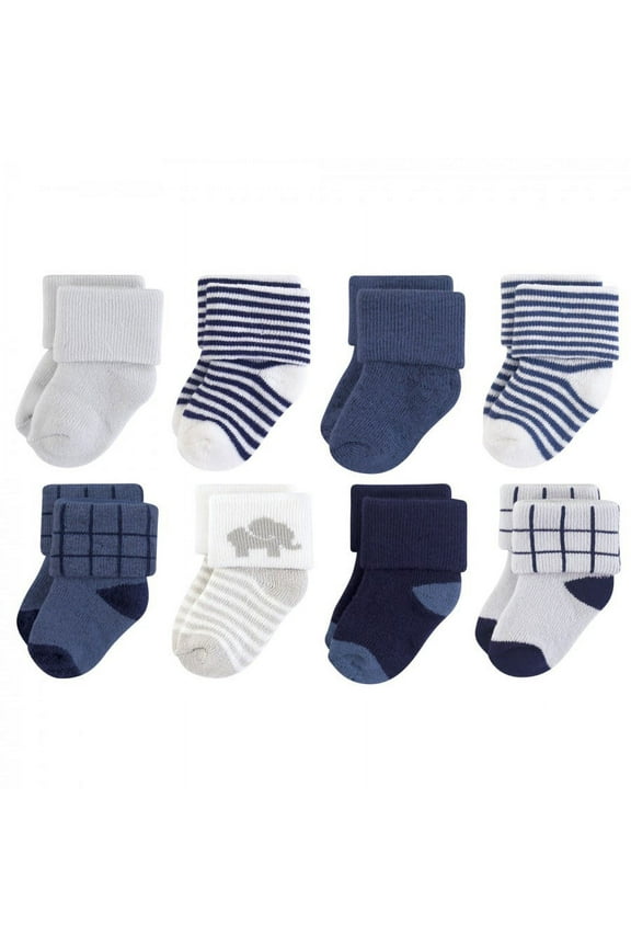 Baby Boy Organic Cotton Socks, Blue Elephant, 0-6 Months