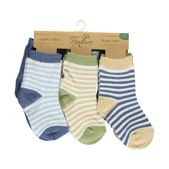 Touched by Nature Baby Boy Organic Cotton Socks, Boy Stripes, 12-24 Months