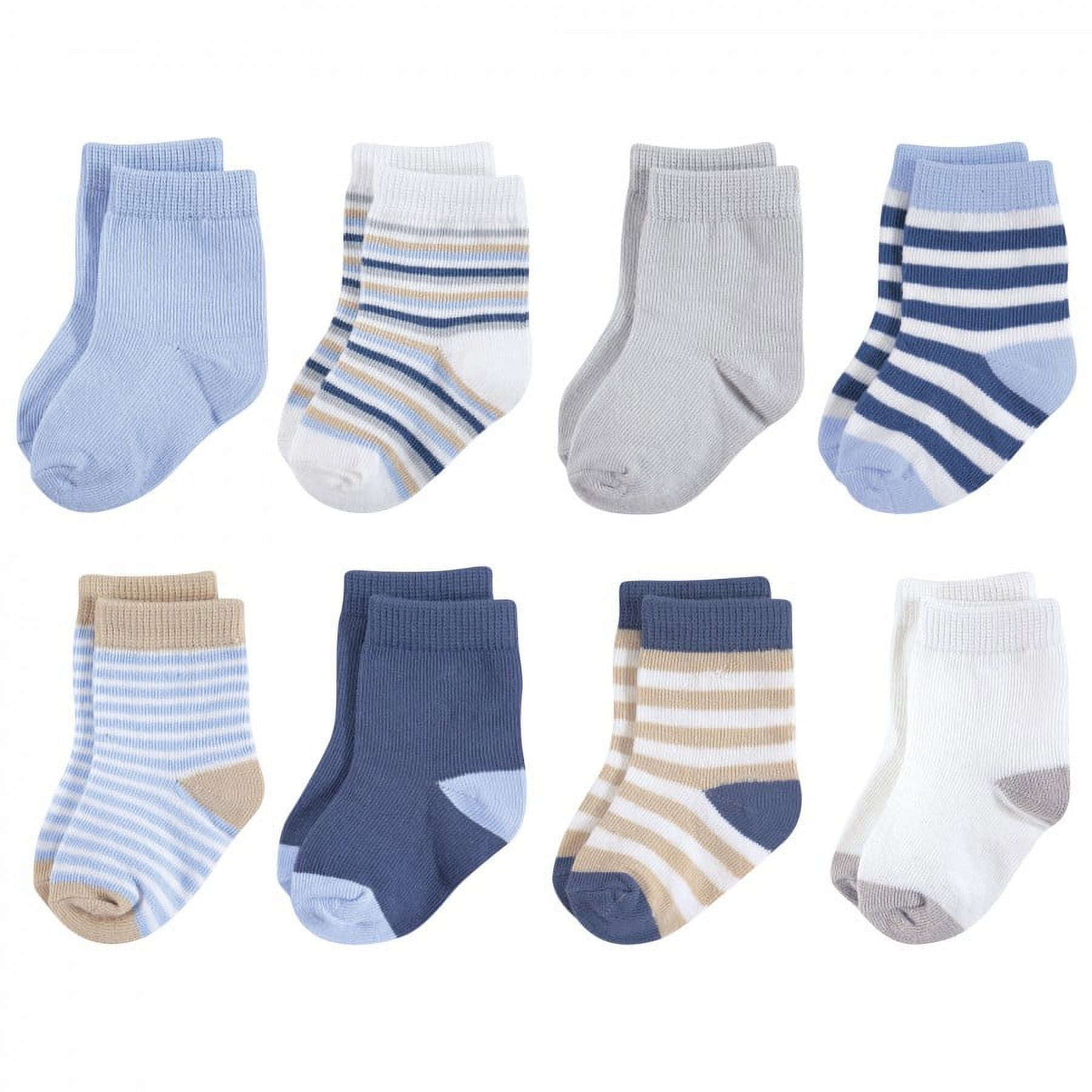 Touched by Nature Baby Boy Organic Cotton Socks, Tan Lt. Blue, 0-6 ...