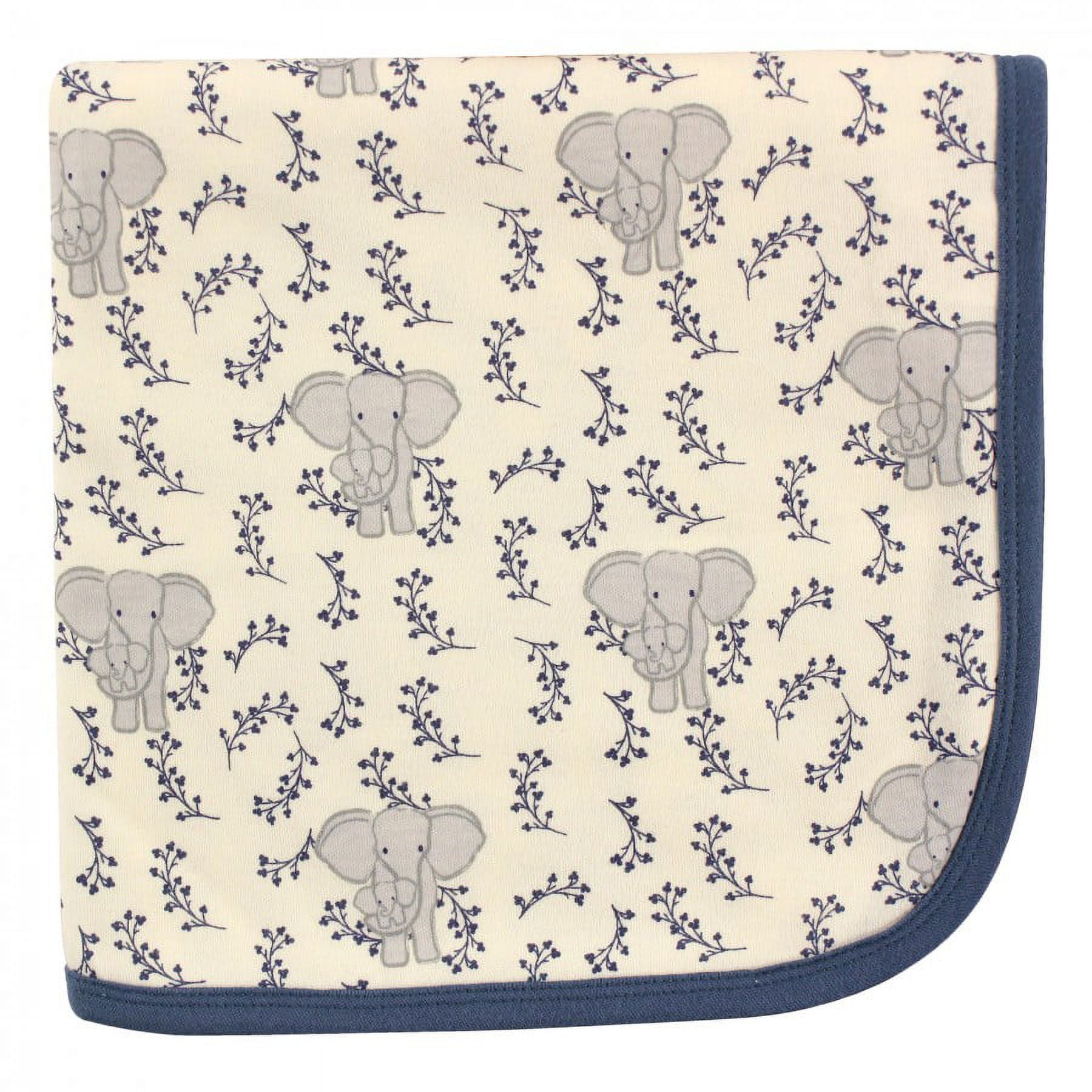 Blue Elephant Organic Cotton Baby Swaddle Blanket