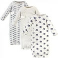 thumbnail image 1 of Touched by Nature Baby Boy Organic Cotton Zipper Long-Sleeve Gowns 3pk, Blue Hedgehog, 0-6 Months, 1 of 1