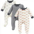 thumbnail image 1 of Touched by Nature Baby Boy Organic Cotton Zipper Sleep and Play 3pk, Fox, 0-3 Months, 1 of 4