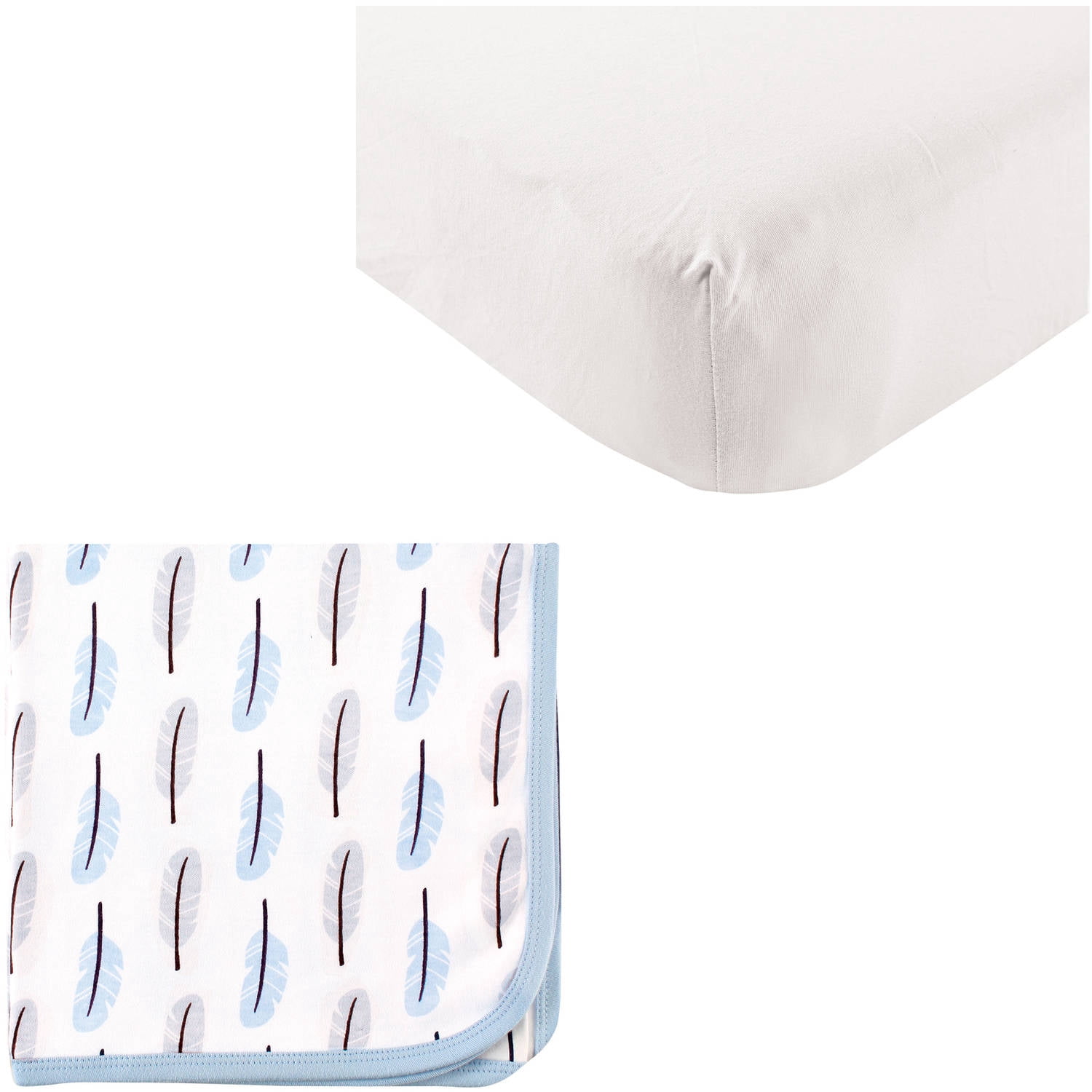 Touched by Nature Baby Boys' Organic Cotton Fitted Crib Sheet and Cotton Swaddle Blanket, Choose Your Color