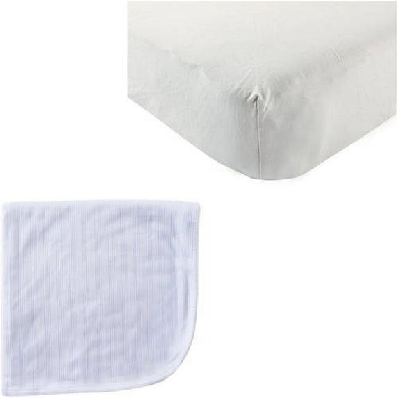 Touched by Nature Baby Boys' Organic Cotton Fitted Crib Sheet and Cotton Swaddle Blanket, Choose Your Color