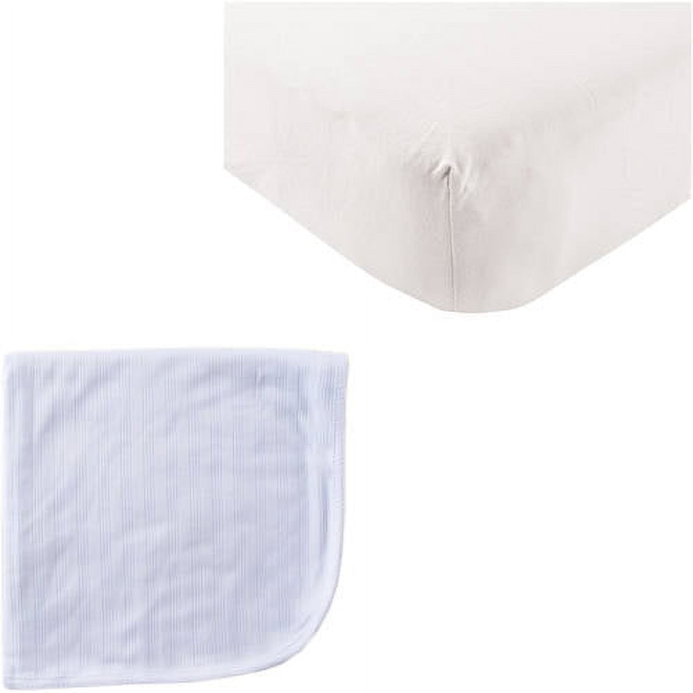 Touched by Nature Baby Boys' Organic Cotton Fitted Crib Sheet and Cotton Swaddle Blanket, Choose Your Color