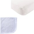 thumbnail image 1 of Touched by Nature Baby Boys' Organic Cotton Fitted Crib Sheet and Cotton Swaddle Blanket, Choose Your Color, 1 of 1