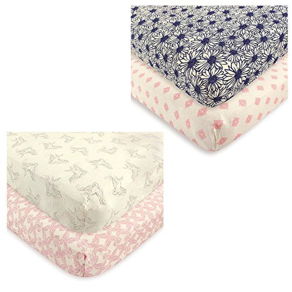 Touched by Nature Baby Boys' and Girls' Organic Fitted Crib Sheet, 4-Pack, Choose Your Color