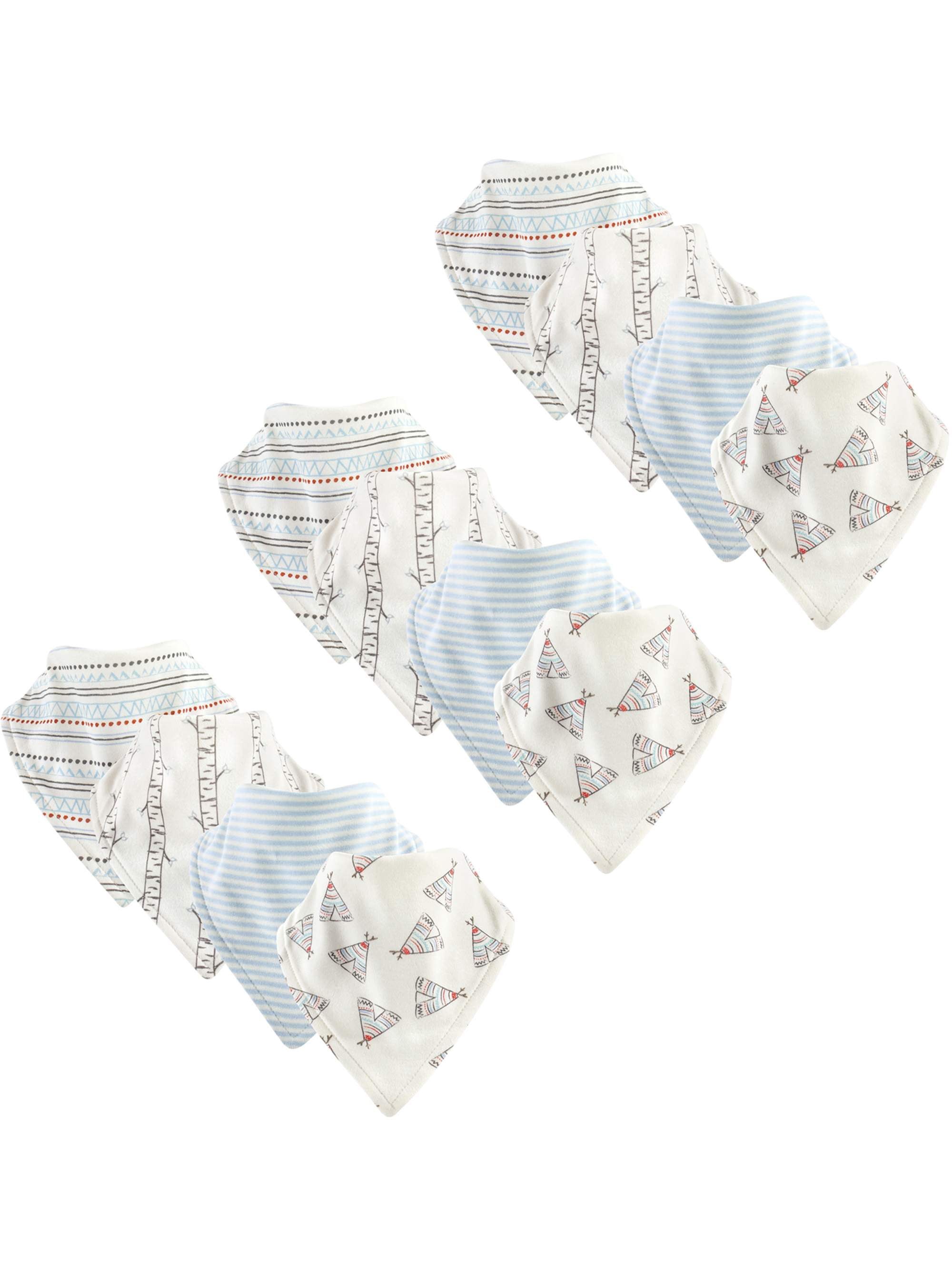 Touched by Nature Baby Girl Organic Bandana Bibs, 12 Pack, Teepee