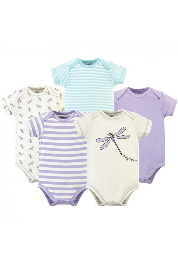 Baby Girl Organic Cotton Bodysuits 5pk, Dragonfly, 12-18 Months