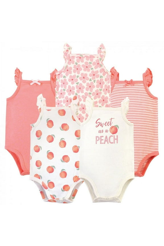 Baby Girl Organic Cotton Bodysuits 5pk, Peach, 3-6 Months
