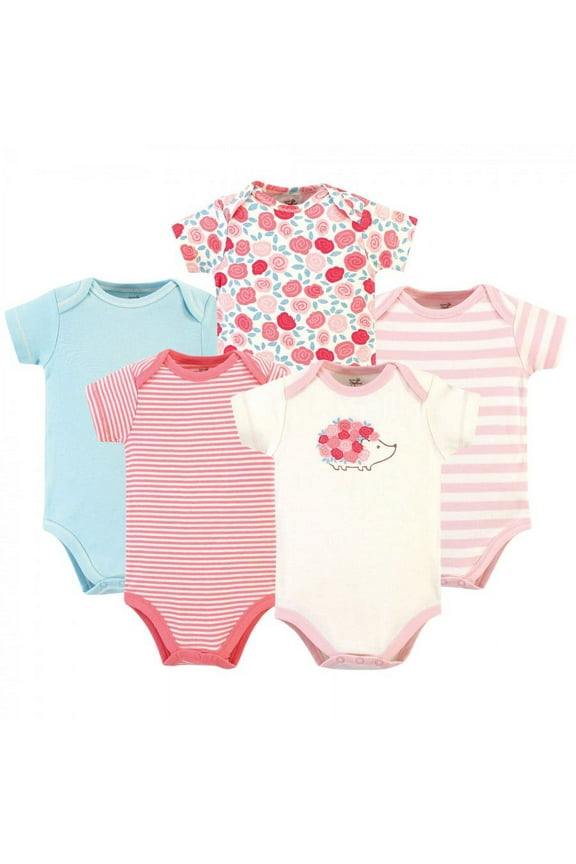 Baby Girl Organic Cotton Bodysuits 5pk, Rosebud, 6-9 Months