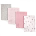 thumbnail image 1 of Touched by Nature Baby Girl Organic Cotton Burp Cloths 4pk, Dandelions, One Size, 1 of 2