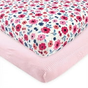 Touched by Nature Baby Girl Organic Cotton Crib Sheet, Garden Floral, One Size