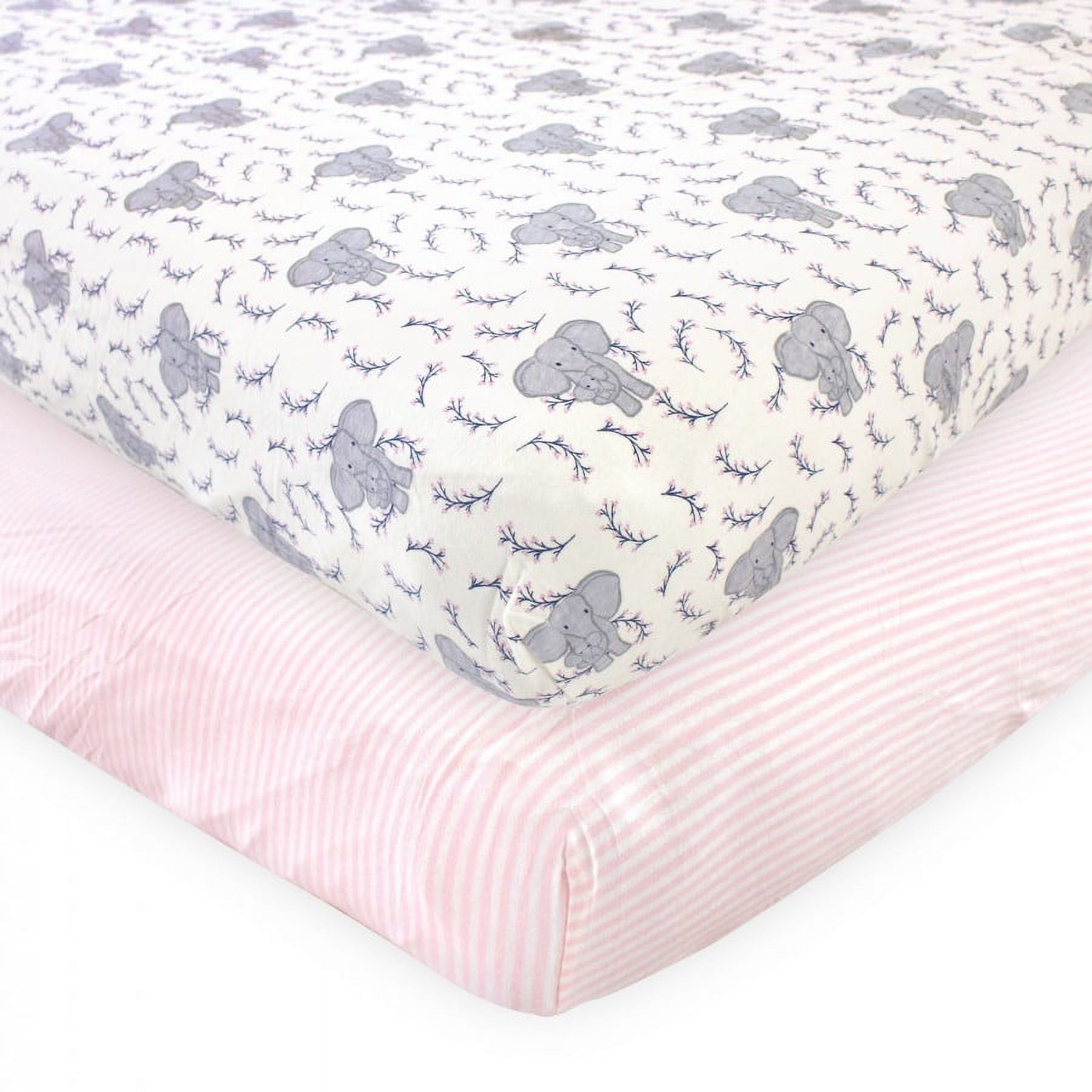 Organic Cotton Jersey Crib Sheet Set with Elephant Print